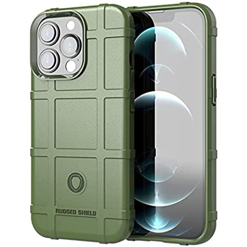 RUGGED SHIELD iPhone 13 用ケース 耐衝撃バンパーケース TPU (オリーブグリーン, iPhone 13)