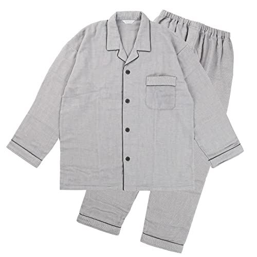 [カイタックファミリー] パジャマ 長袖 上下セット 綿100％ 3重ガーゼ 起毛 日本製 メンズ グレー
