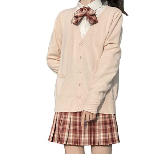 スクールカーディガン 女子 制服 スクールセーター カーディガン 学生 無地 Vネック ゆったり 通学 前開き ベージュ