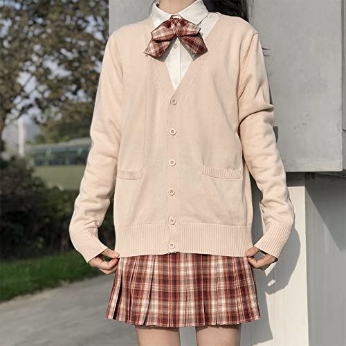 スクールカーディガン 女子 制服 スクールセーター カーディガン 学生 無地 Vネック ゆったり 通学 前開き ベージュ