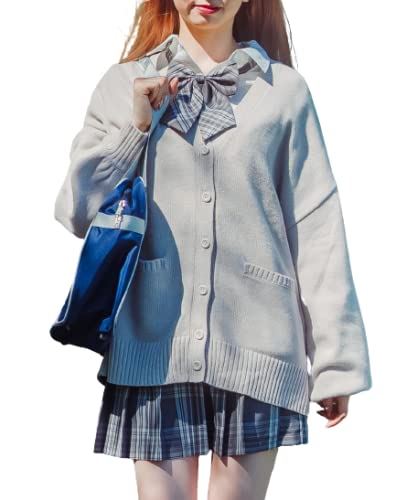 [ウィゴー] スクールカーディガン カーディガン ニット セーター トップス 学生 服 制服 アウター 無地 羽織 女子 通学 レディース F Free Size 杢グレー