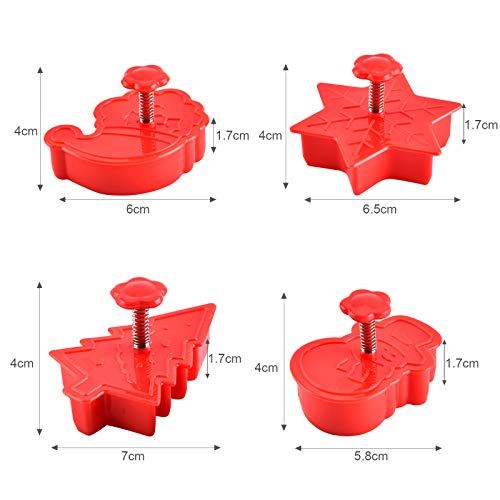 GWHOLE クッキー型 4個セット クリスマス スタンプタイプ プラスチック製 抜き型 製菓用品 クリスマス お菓子DIY ツリー 星 雪だるま サンタクロース クリスマスプレゼント