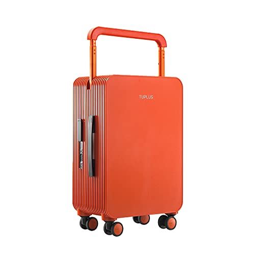 TUPLUS トロリースーツケース 旅行用コンテナ キャリーケース mサイズ 機内持ち込み 手荷物 サイド 滑り止め PC素材（34L 4.2kg) (Orange)