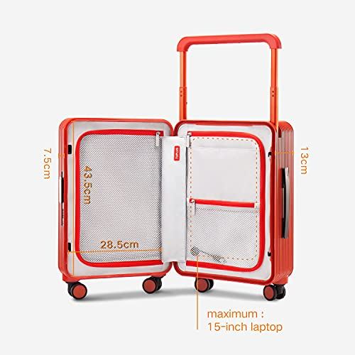 TUPLUS トロリースーツケース 旅行用コンテナ キャリーケース mサイズ 機内持ち込み 手荷物 サイド 滑り止め PC素材（34L 4.2kg) (Orange)