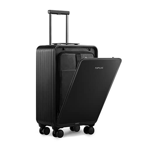 TUPLUS スーツケース 旅行用コンテナ キャリーケース mサイズ 機内持ち込み TSAロック アルミ 静音 出張（グレー 33L 4.7kg) (Black)