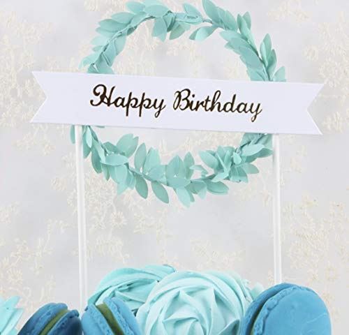 【パーティーパーク 】 HAPPY BIRTHDAY バースデー ケーキトッパー ケーキデコレーション リーフ ガーランド 誕生日 飾り付け お祝い (Pink)