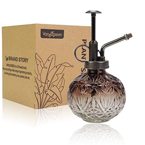 Vanslogreen 霧吹き ガラス じょうろ マンダ花 散水 極細ミスト 復古する 園芸用 掃除用 インテリア アルコール対応 コスメ用詰替え容器 水やり用 ギフトかぼ 噴霧器 植木鉢のやかん (コーヒー色)