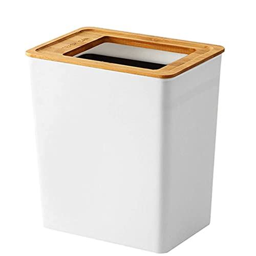ゴミ箱 おしゃれ スリム 7L コンパクト 角型 ごみ箱 竹カバー付き キッチン、リビングルーム、トイレ、寝室、洗面所用