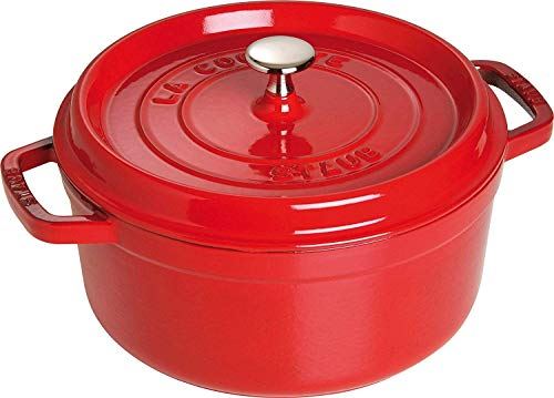 staub ストウブ 「 ピコ ココット ラウンド チェリー 24cm 」 大きい 両手 鋳物 ホーロー 鍋 IH対応 【シリアルナンバー付き】 La Cocotte Round 40509-835