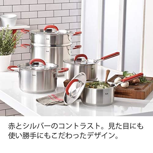 フィスラー (Fissler) 両手鍋 シチューポット 20cm レッドハンドル ガス火/IH対応 EMP-SS2021N01