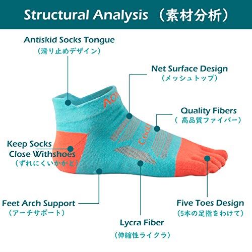 Azarxis 5本指ソックス アンクル丈 靴下 3足組 抗菌防臭 吸汗速乾 スポーツソックス ランニングソックス メンズ レディース 男女兼用 S/M/L
