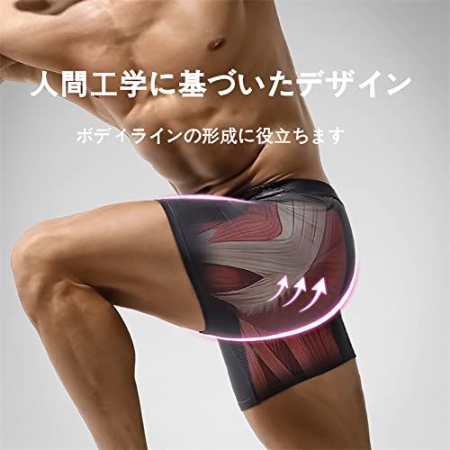 メンズ ロングボクサーパンツ メッシュ スポーツ ランニング 摩擦防止 ロング 通気 快適で速乾性 ストレッチ アングルパンツ下着