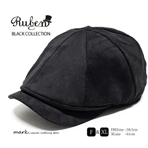 (ルーベン) 【RUBEN】 特別企画 BLACK COLLECTION 大きいサイズも選べる 形のきれいな フェイクスウェード ハンチング キャスハンチング ベレーハンチング ベレー帽 パブキャップ パブハンチング