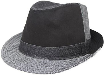 [エクサス]EXAS 中折れハット デニムクレイジー柄 大きいサイズ帽子最大65cm メンズ ブラック