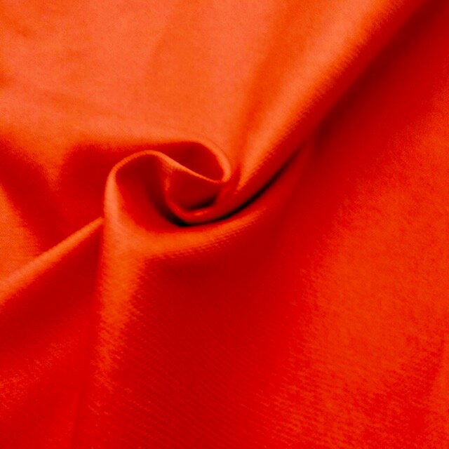 【生地・布】赤橙 綿、横ストレッ