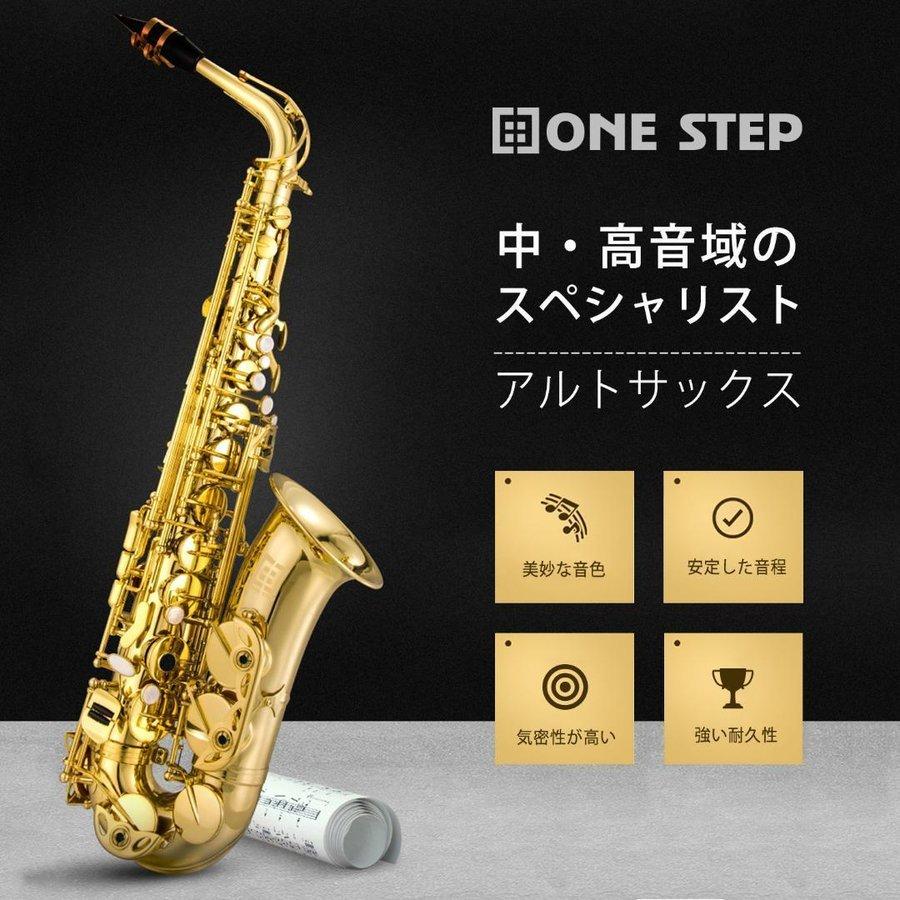 アルトサックス 初心者 11点セット E Saxophone ゴールドラッカー ケース付き 彫刻...