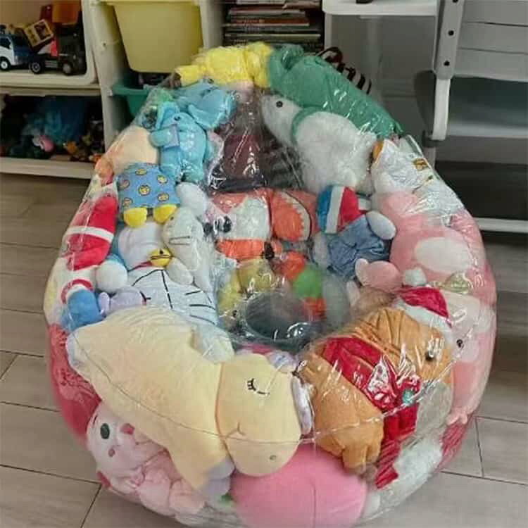 ぬいぐるみ収納 ソファー キッズ ビーンバッグ 子供用 ソファ ローソファー 椅子 透明 おもちゃ 収納 チェア ローソファ フロアソファー フロアソファ コンパクトソファ 座椅子 折りたたみ椅子 折りたたみイス ぬいぐるみ 収納 防水 防塵 防湿 防カビ [3]