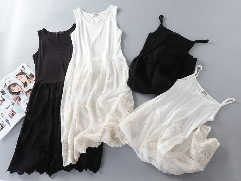ペチコート ワンピース レディース ロング キャミワンピース キャミソール ショート ペチワンピース ミソール ワンピース 2タイプ 刺繍 ペチワンピース 可愛い ゆったり 体型カバー Aライン きれいめ ナチュラル 着痩せ フェミニン おしゃれ きれいめ 二次会 韓国風
