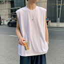 2点セット メンズ Tシャツ ノースリーブ スポーツ カジュアル パーカー 夏服 袖なしパーカー トップス サマーパーカー ルーム 父の日 プレゼント カットソ...