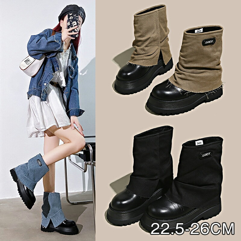 ブーツ デニムブーツ 3色 ヒール6CM 6サイズ ショートブーツ ハイヒール デニム おしゃれ ファッション..