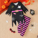 万聖節 2点セット 女の子 童装 幽霊 プリント 小女巫 変身 ハロウィン 服 幼児 コスプレ カートゥーン キッズ 祭り おしゃれ 可愛い クリエイティブ 魔...