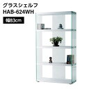 7/19 20:00~ 当店限定P5倍 × 楽天マラソン ◆グラスシェルフ HAB-624WH ホワイト // ガラス製 強化ガラス 本棚 コレクション ラック モダン 家具 新生活 引越 東谷