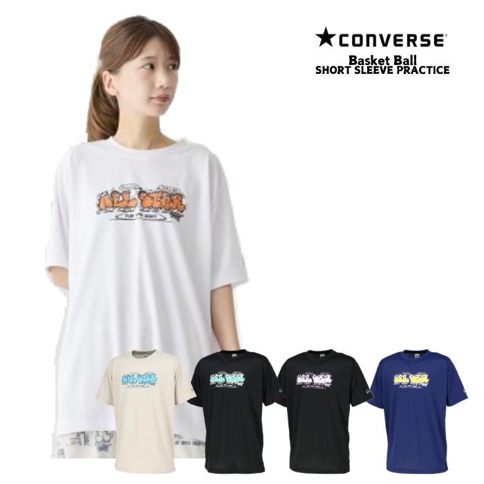 CONVERSE コンバース プリントTシャツ CB261356 バスケットボール 半袖 練習着 部活 メンズ レディース 吸汗速乾 UVカット