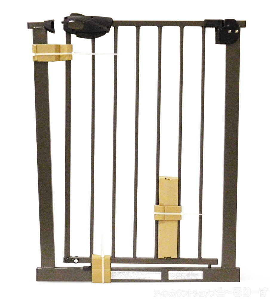 【未使用品】スチール製 ベビーゲート ペットゲート 突っ張り式 ブラウン 取付幅約65〜74cm(高さ約78cm) トリプルロック採用 オートクローズ 前後開閉...