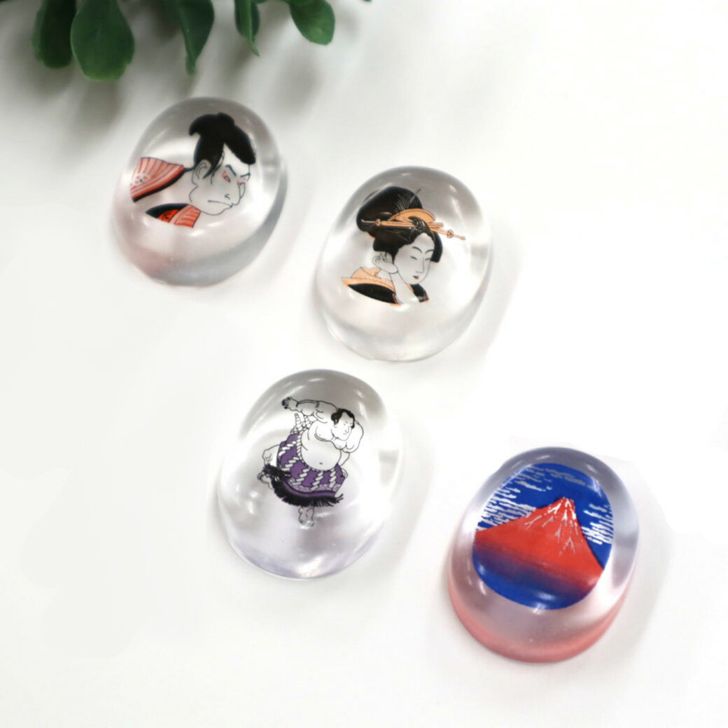 【 クリア箸置き 日本画 4種 】 アオバ クリア箸置 箸 日本画 凱風快晴 稲妻雷五郎 辰巳路考 江戸兵衛 日本 インバウンド 和風 和柄 日本風 プレゼント箸 ギフト Textile World TOA