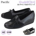 スリッポン レディース オペラシューズ 靴 Pacific 381 パシフィック リボン 幅広 外反母趾 4E EEEE 防滑 日本製 ミセス シニア おばあち...