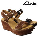 クラークス Clarks クラークス 023G ウェッジソール サンダル 本革 レザー スエード 船底 バックル ベルト カジュアル 8cmヒール 厚底 クッション 履きやすい 黒 茶色