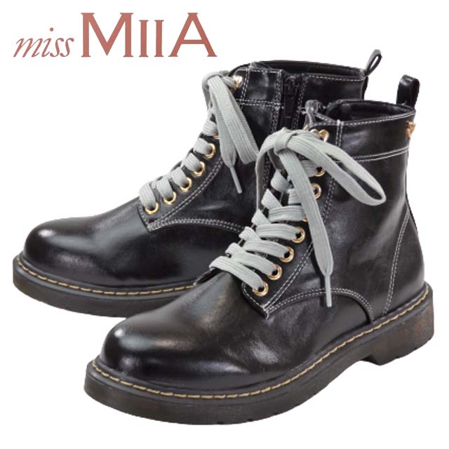 Miss MIIA MA012 ミスミーア ショートブーツ レースアップ 編み上げ 地雷系 マニッシュ 中学生 高校生 大学生 ティーン デート 旅行 かわいい プチプラ