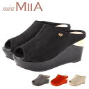 \楽天スーパーSALE特価/missMIIA MA5810 ミスミーア ミュール ウェッジソール サンダル 厚底 ギャル ガーリー スエード 履きやすい 脚長 美脚 学生 主婦 誰でも プチプラ 安い