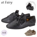 at Fairy 8346 フェアリー バブーシュ ローヒール シューズ ぺたんこ靴 深甲 本革 2WAY 履きやすい やわらかい リボン 主婦 ミセス オフィ...