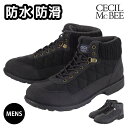 スニーカー メンズ 防水 靴 CECIL McBEE CMM-206 レースアップ ヒモ ミドルカット 防滑 滑りにくい 異素材 オシャレ 雨 雪 通勤 通学 ...