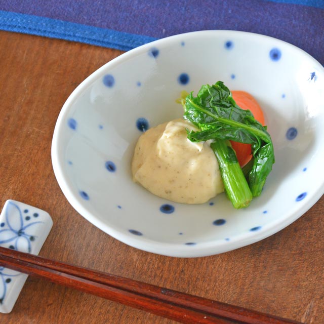 【砥部焼 陶房遊】ブループラネットの楕円小皿のサムネイル