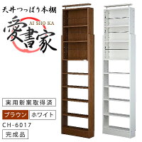 奥行17cm薄型天井つっぱり本棚「愛書家」本体送料無料書棚完成品日本製
