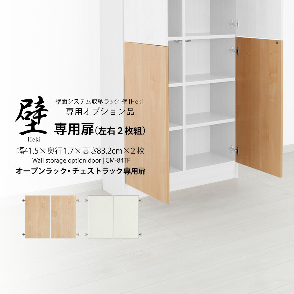 【専用オプション品】壁面システム収納ラック 璧 オープンラック・チェストラック専用オプション扉 左右2枚組 書棚 本棚 収納棚 壁面収納 扉 後付け 日本製