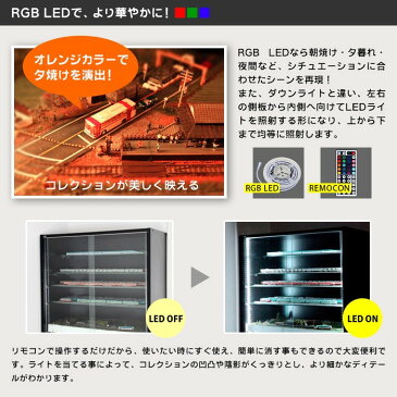 2点セット JAJAN フィギュアラック サード ワイド 幅83cm 奥行39cm （ロータイプ本体+RGB LED） コレクションケース コレクションラック コレクションボード