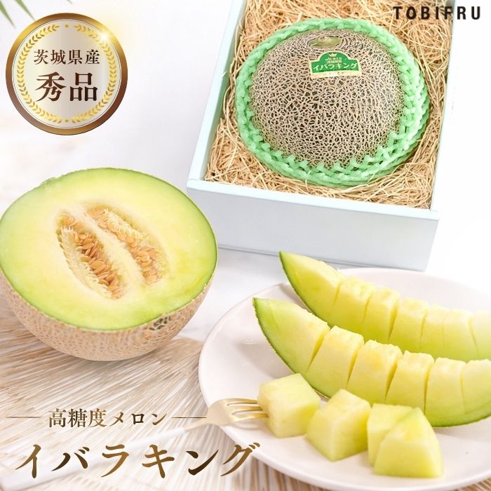 茨城県産 イバラキング 1玉入り 青肉メロン 茨城メロン 母の日 父の日 フルーツギフト ギフト 結婚 出産 内祝 結婚内祝 出産内祝 法事 法要 お供え 快気祝 プレゼント くだもの 手土産 夏ギフト 暑中見舞い お盆休み お中元 誕生日（楽天・TOBIFRU）