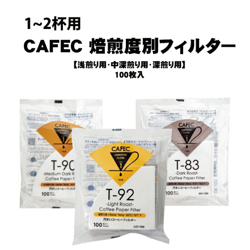 CAFEC カフェック 焙煎度別 円錐 ペーパーフィルター 1〜2杯用 100枚入LC1-100W MC1-100 DC1-100 コーヒーフィルター