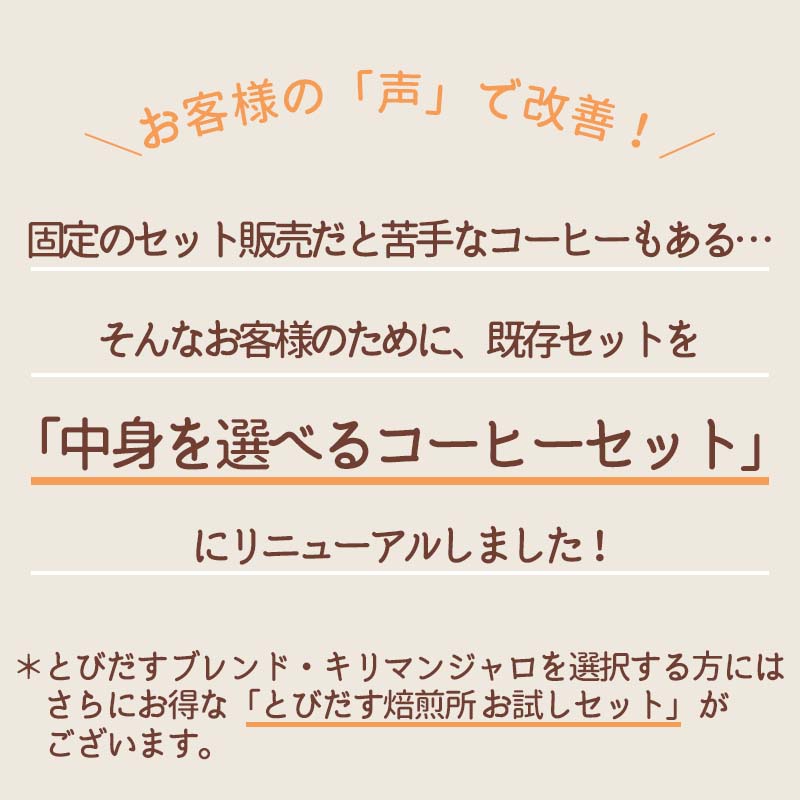 【送料無料】選べるコーヒー400g(200gtimes;2種)お試しセット【とびだすブレンドモカブレンドグァテマラブレンドキリマンジャロ】水出しコーヒーダートコーヒー珈琲お試し飲み比べコーヒー豆コーヒー珈琲豆豆ブレンドコーヒー