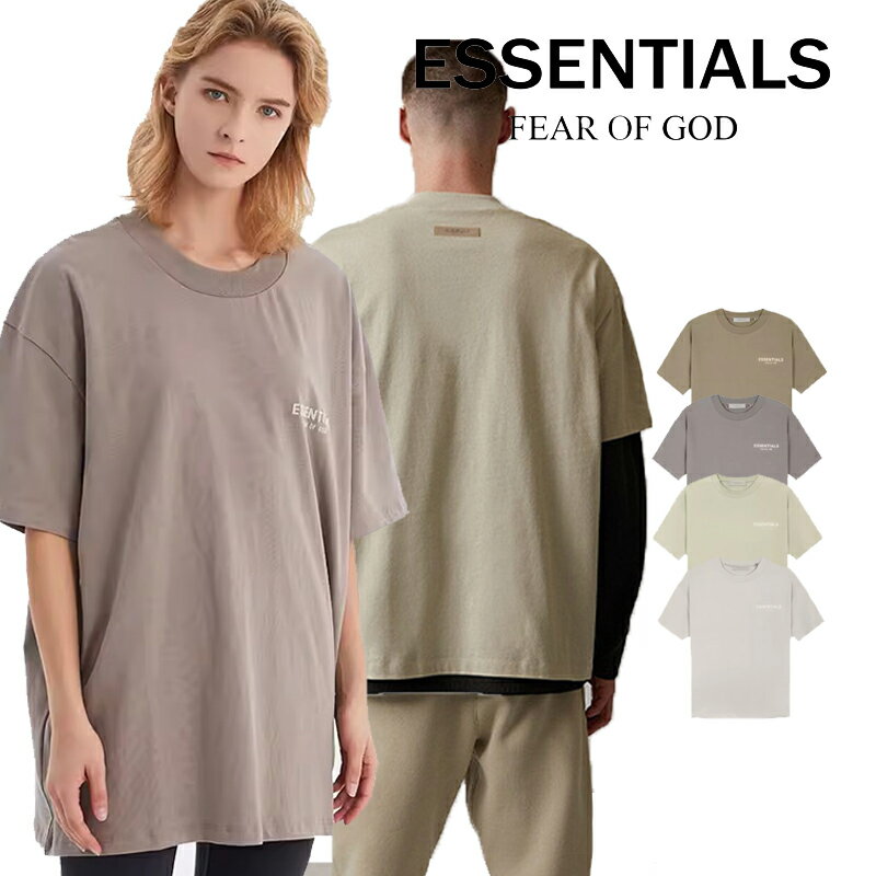 FOG ESSENTIALS ロゴ 半袖シャツ Tシャツ T-shirt 両面ロゴ バックプリント プリント メンズ レディース オーバーサイズ オフホワイト フィアオブゴッド Fear Of God　ユニセックス 春夏 夏 半袖 正規品 男女兼用 送料無(81624401)