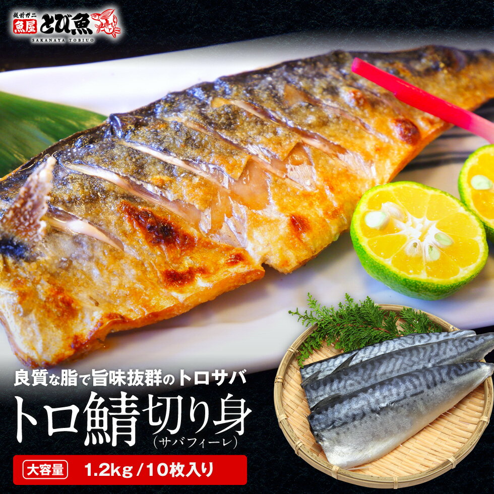 【予約★12月中旬以降発送】【良質な脂で旨味抜群のトロサバ】≪家計応援価格≫トロサバフィーレ 大容量 1.2kg / 10枚入り (1枚あたり120g / 長さ...