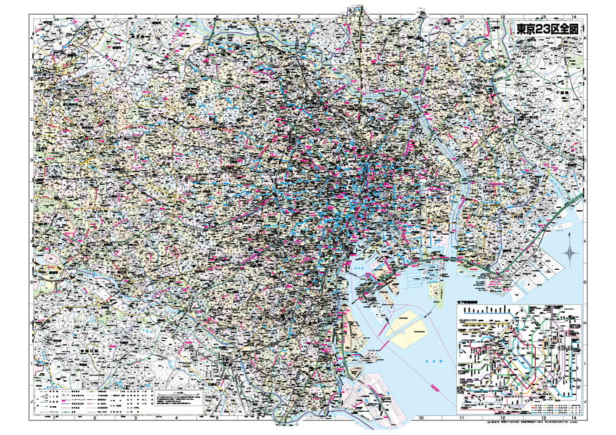 東京23区全図(地図)ポスター(B1判)【2023年最新版！】表面ビニールコーティング加工※水性ペンが使えます