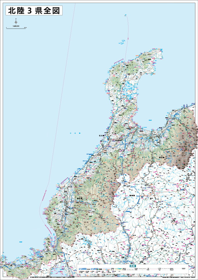 A0判　北陸3県全図ポスター
