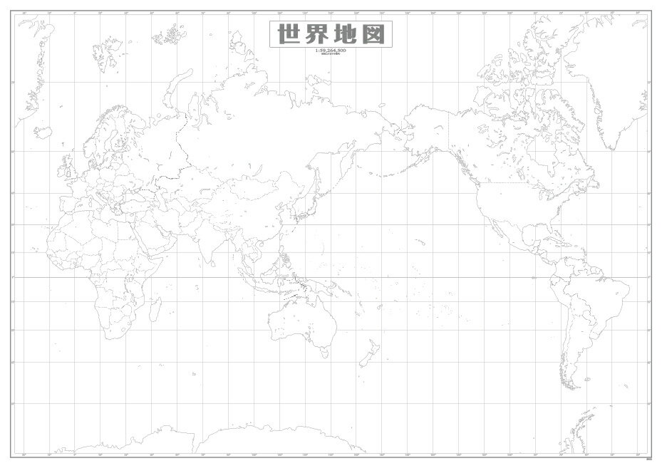 ホワイトボードラミネート世界白地図ポスター（A0判）