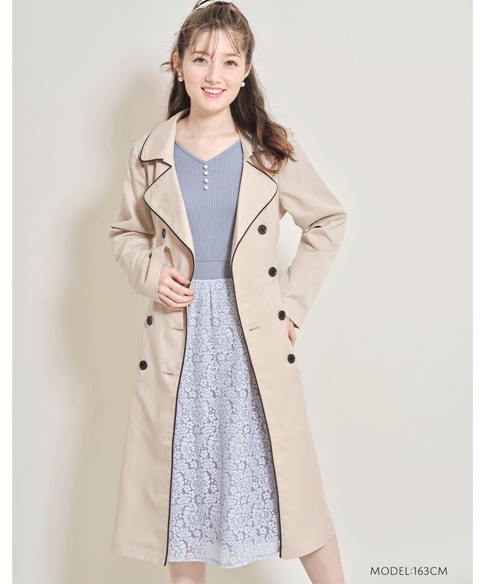 シーンレスで活躍するウエストりぼん付き後ろプリーツトレンチコート【lamas　ラマス】tocco closet(トッコクローゼット) ≪Nuance Color Collection≫　≪Early Spring Collection≫のサムネイル