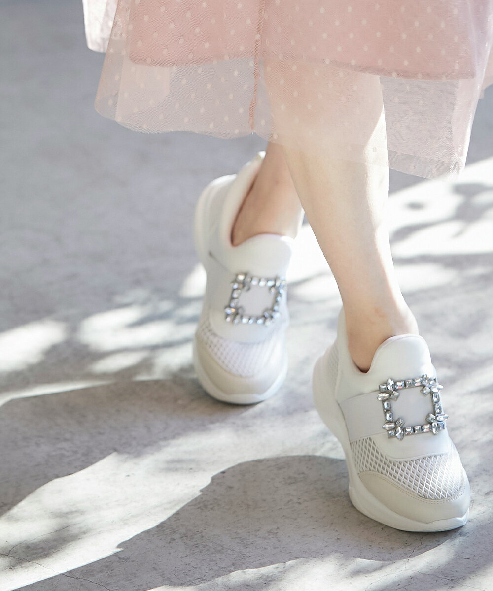 クリアビジュー付きスニーカー【alieze　アリーズ】tocco closet(トッコクローゼット)レディース オフホワイト　ブラック　グレーのサムネイル