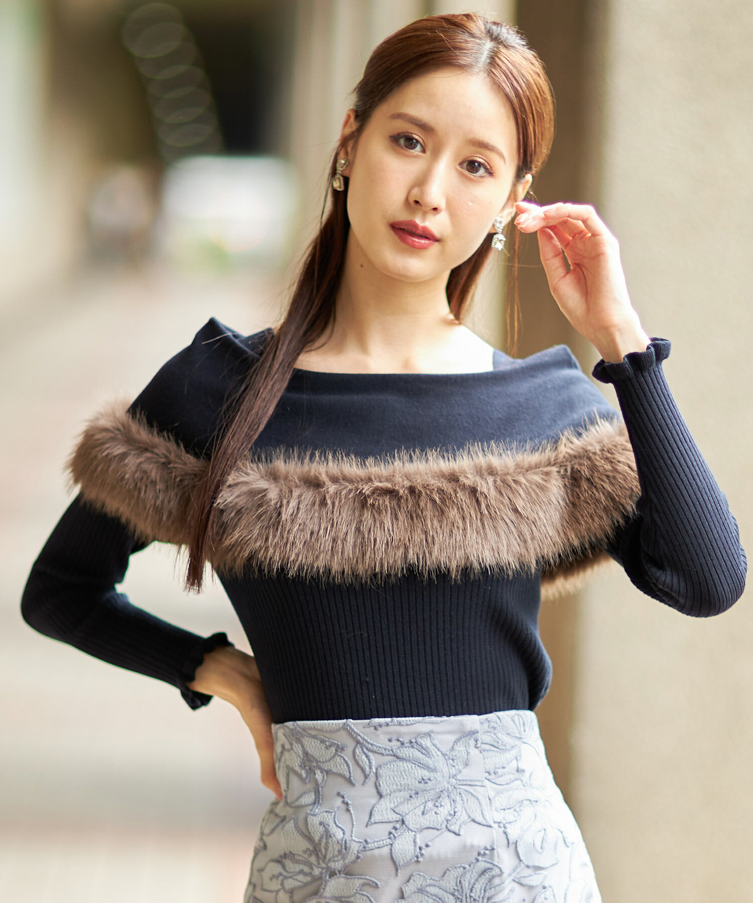 楽天市場】オフショル（カラーネイビー）（ニット・セーター｜トップス